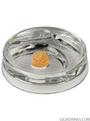 Pipe ashtray glass round clear with 2 rests