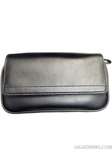 Leather pipe bag for 2 pipes- Black