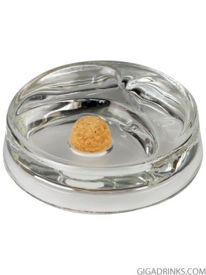 Pipe ashtray glass round clear with 2 rests