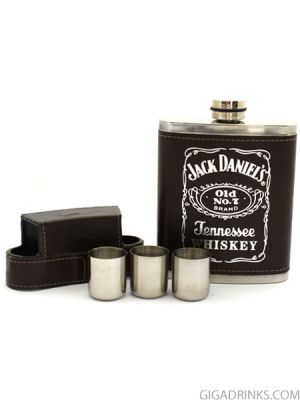 Манерка Jack Daniels с 3 чашки - кафява
