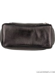 Pipe bag leather black, for 2 pipes