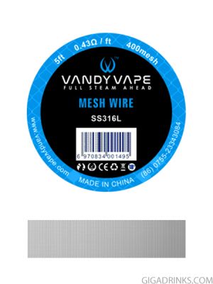 Проводник Vandy vape SS316L Mesh Wire 400mesh 5ft