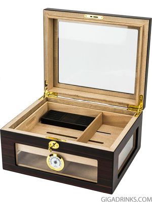 Humidor Ebony Finish matte for 30-40 cig