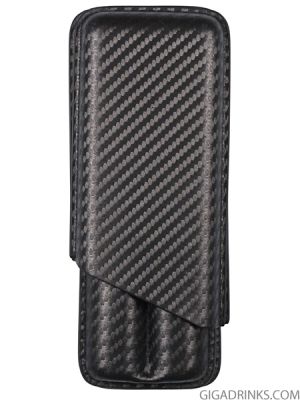 Leather case carbon for 2 cigars