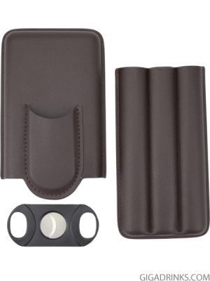 Leather case for 3 cigars